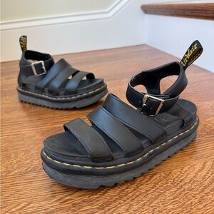 DOC MARTENS Blaire Platform Sandals Black Strappy Grunge Y2K Chunky Women’s‎ 6